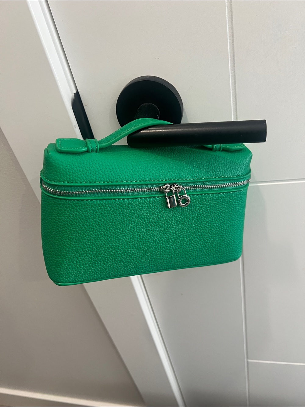 Green Pebbled Vanity style bag with strap